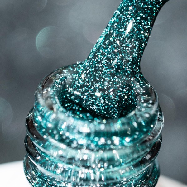 BURANO Reflective Glitter Gel Nail Polish, Green UV LED 7.3ml