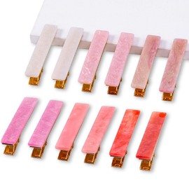 Cptots 12 PCS Acrylic Resin Alligator Barrettes For Women Small Cute Clips For Thick Thin Hair Fashion Decorative Accessories,Sparkling Beige Gradient Pink
