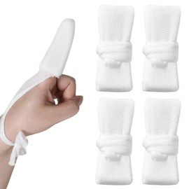 Finger Cots Pack of 4 Finger Protectors Fingers Covers Fingertip Bandages Elastic Finger Gloves White Thumb Protectors for Wounds 3.5 x 8CM