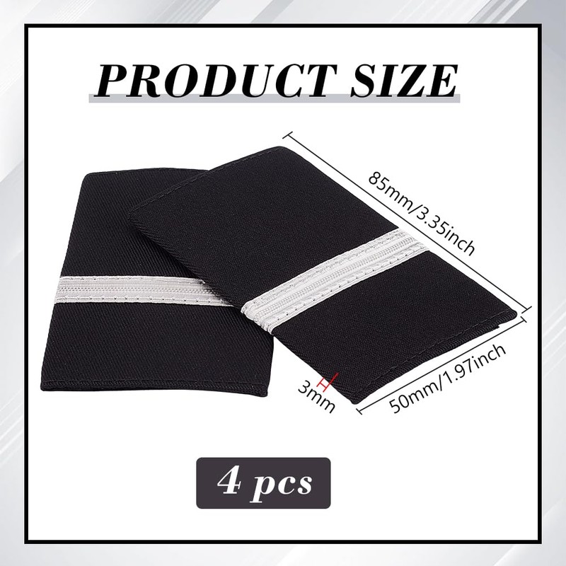 BENECREAT 2 Pairs Uniform Bars Airline Pilot Epaulets with White