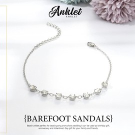 Chaioe Boho Anklet Crystal Anklet Bracelets Silver Foot Chain Jewelry for Women and Girls