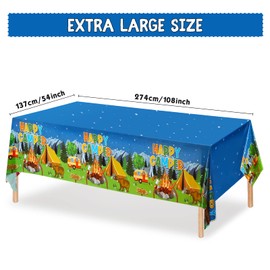3 Pieces Camping Tablecloth Camping Party Table Cover Adventure Tablecloth Camp Out Campfire Forest Themed Plastic Table Cover for Camping Party Decorations Supplies