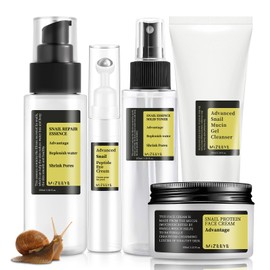 Advanced Snail Mucin Skincare Set For Teen Girl, Anti Wrinkle & Repair Skin Care Gift Set With Face Wash, Toner, Serum, Face Cream, Eye Cream, 5PCS Peptides Snail Mucin Kit Travel Size For Women.