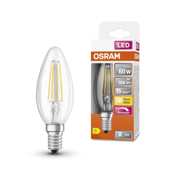 OSRAM LED SuperStar Classic B60 Dimmbare LED Lampe für E14