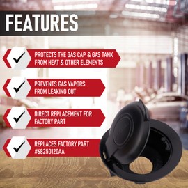 Replacement Fuel Gas Door Vapor Cap - Compatible with Dodge Vehicles - 2008, 2009, 2010, 2011, 2012, 2013, 2014, 2015, 2016, 2017, 2018, 2019, 2020 Challenger - Replaces 68250120AA - Fuel Filler Cover