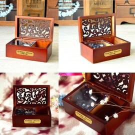 Laxury Creative Engraved Wooden 18-note Wind-up Musical Box,Musicl Toys,Tune:Memory