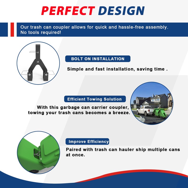 ELITEWILL Wheeled Trash Can Couplers to Hook Multiple Wheeled Trash