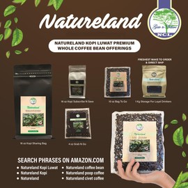 NATURELAND Wild Civet Arabica Coffee Beans, Dark Roast Gourmet Kopi Luwak Coffee Gifts, (Gold Label luxury Kopi Luwak Coffee Beans Dark Roast, 10oz) Civet Coffee luxury Kopi Luwak Coffee Beans Sourced from the best regions of Vietnam Ethically produced civet cat poop coffee