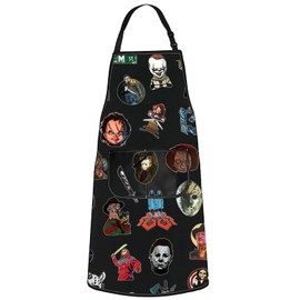 MYSOMY Horror Characters Kitchen Apron Horror Movie Gift Pennywise & Michael & Chucky Gift Horror Themed Apron (ELM. st UK)