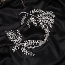 BERYUAN Bridal Rhinestone Wedding Hair Accessory for Bride Women and Girls Crystal Wedding Hair Vine Silver