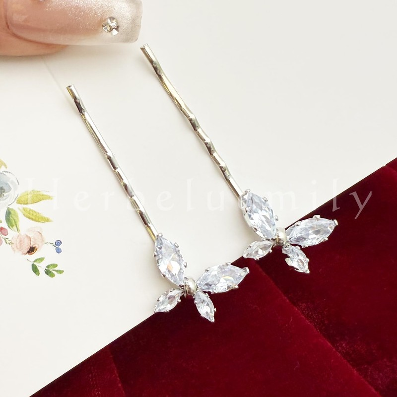 Herbeluemily HM-0177-R03-SVBF Bijou Hair Clip, Bangs Pin, Hair Clip, Bijou