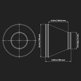 Galvanized Steel Duct Reducer - 12 to 8 Inch with Rubber Gasket