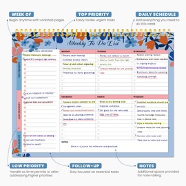 Weekly To Do List Notepad with 52 Undated Sheets（8.5"×11"）- Undated Weekly Planner Notepad for Office Desk Accessories and Supplies - Frosted Coral