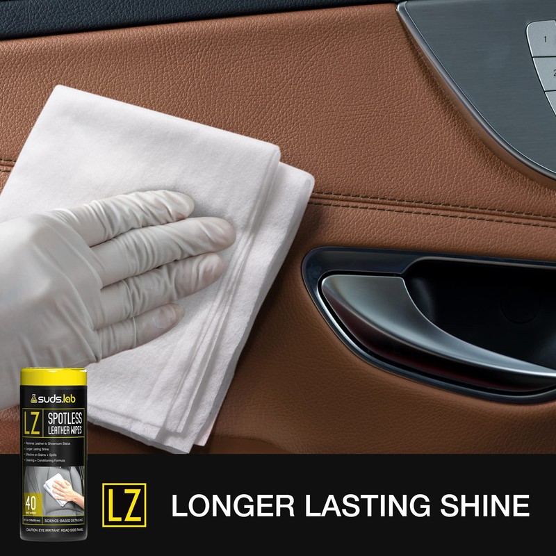 Suds Lab LZ Spot-Less Leather Wipes, Clean, Condition, Protect and