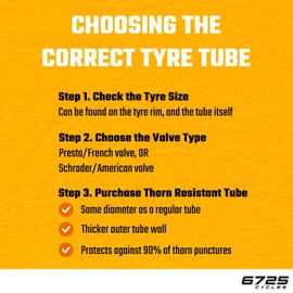 6725 Cycles 24 x 1.9-2.125 SV 48MM Thorn Resistant Schrader Bike Tube - Buy 2 Get Freight Free – Puncture Resistant Inner Tube with 3.5mm Reinforced Wall