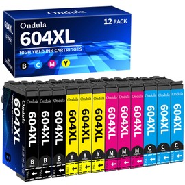 Ondula 604XL Printer Cartridges 604 XL Compatible with Epson 604 Cartridges for Expression Home XP-3200 XP-3205 XP-4200 XP-4205 XP-2200 XP-2205, Workforce WF-2910 WF-2930 WF-2935 WF-2950 (Pack of 12)
