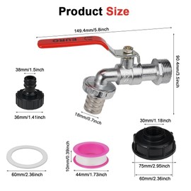 IBC Brass Outlet Tap, 3/4 Inch IBC Tank Accessories 1000L, IBC Outlet Tap S60x6 Water Tank Accessories, IBC Ball Outlet Valve Adapter, IBC Container Accessories Outlet Valve for IBC Rainwater Tanks