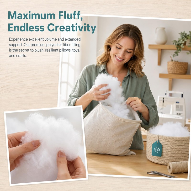 Fiberfill Stuffing for Stuffed Animals, Crafts, Cushions 17.6oz