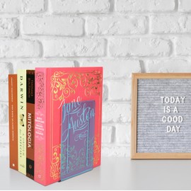 Acrimet Bookends 1 Pair, Clear Plastic Bookends for Shelves or Desktop, Book Holder for Home, Office, Library, School (Clear Blue Color)