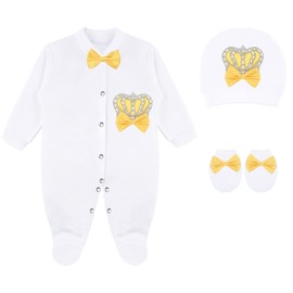 Lilax Set de regalo de 3 piezas para bebé niña recién nacida, Amarillo, 3-6 Meses