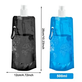 GWAWG 3PCS Foldable Sports Bottle,Collapsible Water Bottle Plastic Water Bag Foldable Water BagsLiquor Pouch Drinks Flasks Reusable Drink Pouches Bags with Clip for Outdoor Sports,Biking,Hiking,Travel