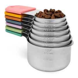 IFFMYJB Magnetic Measuring Cups & Spoons Set 14, Heavy Duty Stainless Steel Measuring Cups and Spoons Set for Baking & Cooking, BPA Free, Round Measuring Set with Leveler, Color