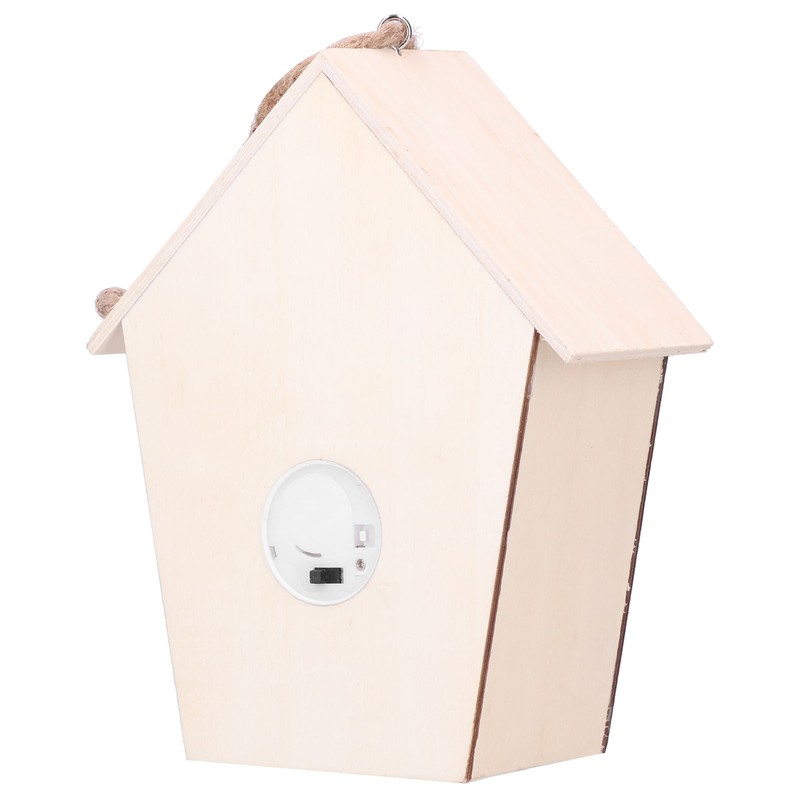 2Pcs Bird House with Warm Light Hollow Flowers Patterns Bird