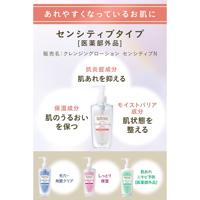 Bifesta Miracular Cleansing Water, Sensitive Refill, Wiping Type, Derived from