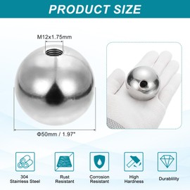 PATIKIL M12x50mm Ball Nuts Knob, 1pcs 304 Stainless Steel Round Solid Blind Hole Decorative Screw Cap Cover Machinery Handle Hardware