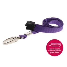 Customcard ltd® Holder and Lanyard Neck Strap with Lobster Metal Clip for ID Badge, ID Card - Colour Purple. Recyclable Holder and ECO Friendly Lanyard (Purple)