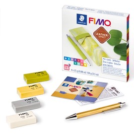 STAEDTLER Fimo Leather-Effect Set "Marble Effect Pencil Case with Instructions and Accessories, Oven Hardening Modelling Clay for Creative Objects in Leather Look, Leather Look and Feel, 8015 DIY7