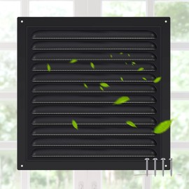 Yaocom 1 Pcs Attic Vents Gable Vents Aluminum Wall Vent Black Metal Shed Vent with Screen Mesh Square Vent Louver Vent Grille for Exterior Door House Attic Garage Ceiling (6 x 6 Inch)