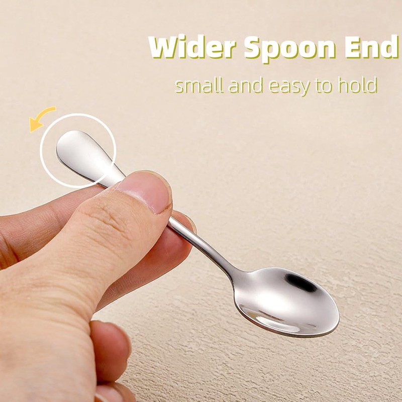 6Pcs Tiny Stainless Steel Spoons Mini Condiment Spoons Small 304