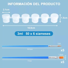 50 Macetas de Pintura Vacías con Tapas y 10 Pintura Pinceles,Recipientes de Pintura Vacíos,3ml Mini Tazas de Pintura, manualidades,Recipientes para Campamento de Verano,Niños,Escuelas,Pinturas