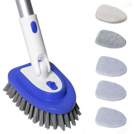 Shower Brush Scrubber with 58“ Long Handle,3 in 1 Tub and Tile Cleaning Brush for Cleaning Bathroom Kitchen Toilet Wall Tub Tile Sink Non-Scratch