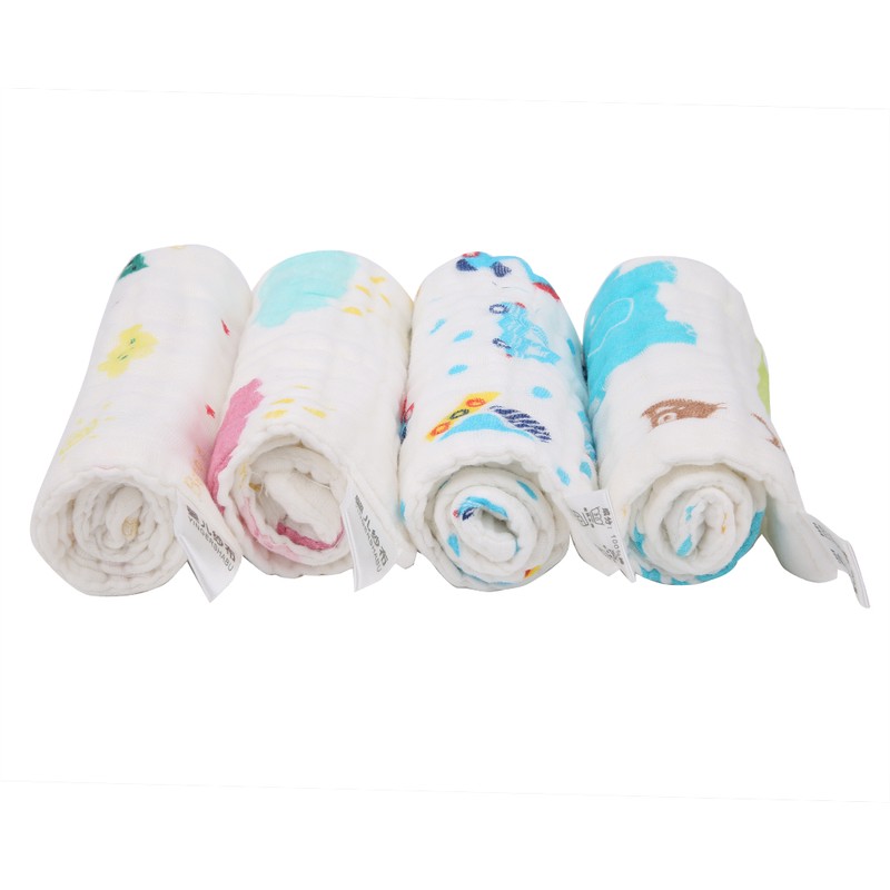 4Pcs Thick Baby Reusable Diaper Cartoon Animal Infant Plush Washcloth