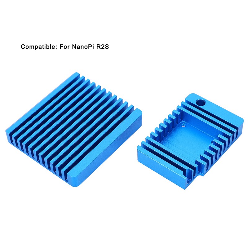 Blue Aluminum Alloy Mini Router Shell Case with Cooling Fan