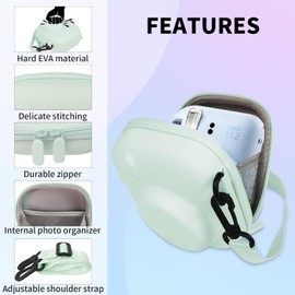 Estuche protector para cmaras Instax mini, bolsa de almacenamiento de EVA rgida con correa para el hombro, adecuada para cmaras instantneas Fujifilm 99/90/40/EVO/12/11/10/9/8/7 (Blanco)