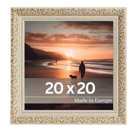 VictoR Rubens Vintage Picture Frame 20 x 20 cm Gold Beige Frame 30 x 20 mm Real Glass Baroque Antique Gold Square Picture Frame