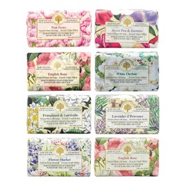 Wavertree & London Assorted Fabulous Florals (8 Bars), 7oz Moisturizing Natural Soap Bars, French -Milled and enriched with Shea Butter