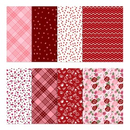 Soimoi 8 Pc Fat Quarter Bundle, Valentine Print 18"x 22" DIY Patchwork-100% Cotton Pre-Cut Quilting Fabric Red & Pink