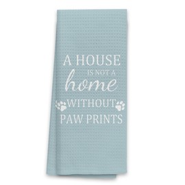 TNUW Dog Kitchen Towels 16″×24″, Dog Decorations for The Home,A House is Not A Home Without Paw Prints Soft and Absorbent Kitchen Tea Towel Dish Towels Hand Towels, Dog Lovers Gifts for Women(Blue 1)