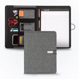 Samsill Professional Padfolio, Recyled Water Bottle Material, rPET, Business Portfolio for Men and Women, with 8.5 x 11 Writing Pad, Contrast Gray/Black