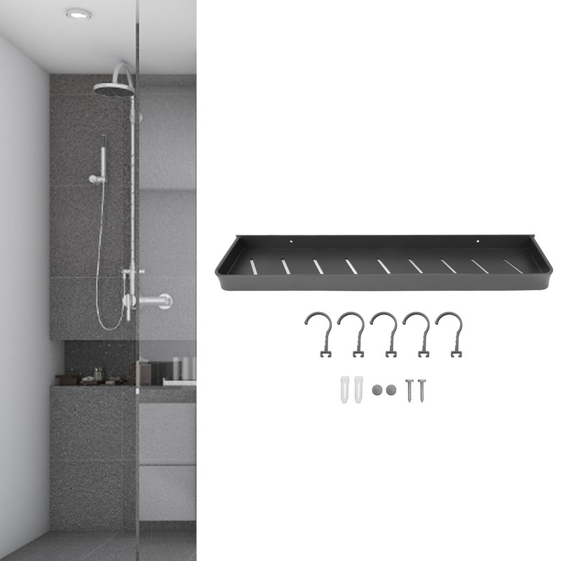 Shower Caddy Space Aluminum Rustproof Smoothing Simple Black Sturdy Bathroom