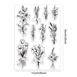 PH PandaHall Bouquet Clear Stamps for Card Making, Flower Clear Rubber Stamps Plants Stamps Paper Craft Stamp Floral Clear Stamps for DIY Scrapbooking Album Notebook Decor Crafting Decoration