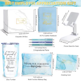 Employee Appreciation Gifts, Appreciation Gifts for Coworkers, 8 Pcs Christmas Gifts for Employees Coworkers Teacher Staff Principal Nurse, Cool Thank You Gifts Baskets w/ Tumbler Notebook (Blue)