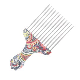 Metal Hair Pick, Metal Picks for Afro Hair, Women and Men Stainless Steel Comb, Wig Braid Detangle Hair Styling Tool(Waist flower K4)