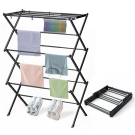 KeingGcopr Clothes Drying Rack Household Indoor, Foldable Drying Rack Clothing for Laundry - 40" x 28.8" x 14.2", Space Saving Indoor&Outdoor, Black-1pack