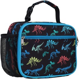 Bagseri Kids Lunch Bag Boys - Kids Lunch Box for Boys Reusable and Insulated Lunch Bag Toddler Lunch Box for Daycare and School, Black Dinosaur Fossil (Water Bottle Not Included)