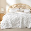 Bedsure Boho Comforter Set King - White Tufted King Size